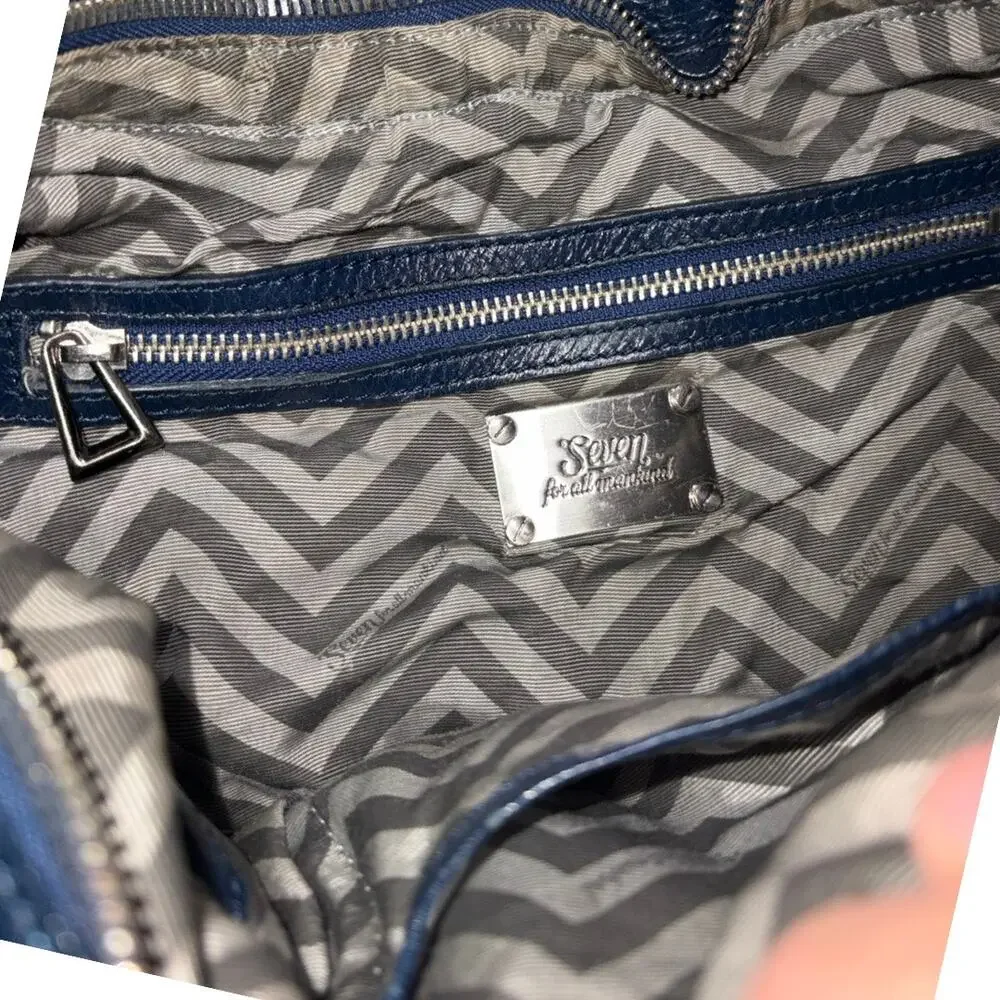 7 Seven for All Mankind Blue Patent Leather Hobo Shoulder Bag